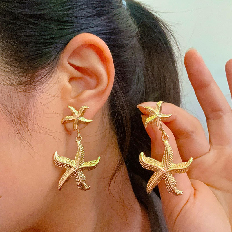 European and American Cross-Border Retro Simple Ocean Stainless Steel Earrings Fashion Ins Elegant Starfish Accessible Luxury High-End Jewelry