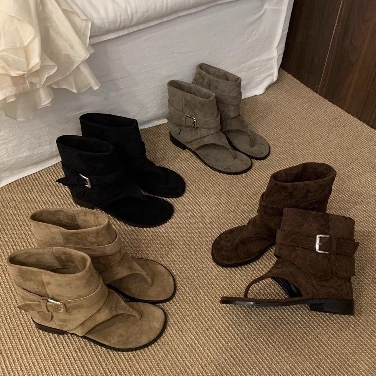 Французские сандалии с задней лямкой для женщин, новые плоские сандалии 2025 года, модные римские ботильоны