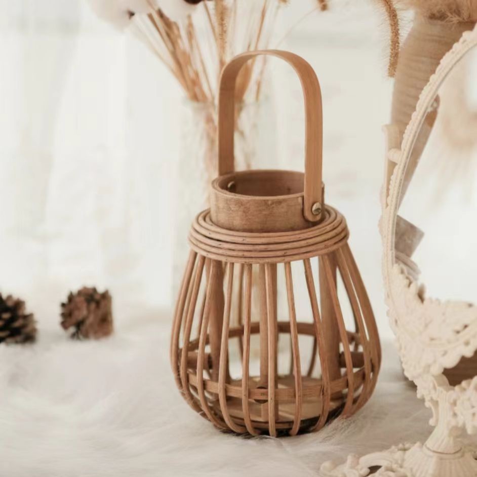 Новая китайская плетеная корзина для фонарей из бамбука и ротанга, для настольного и напольного хранения, вдохновленная дзеном, простая, мини, ручная работа