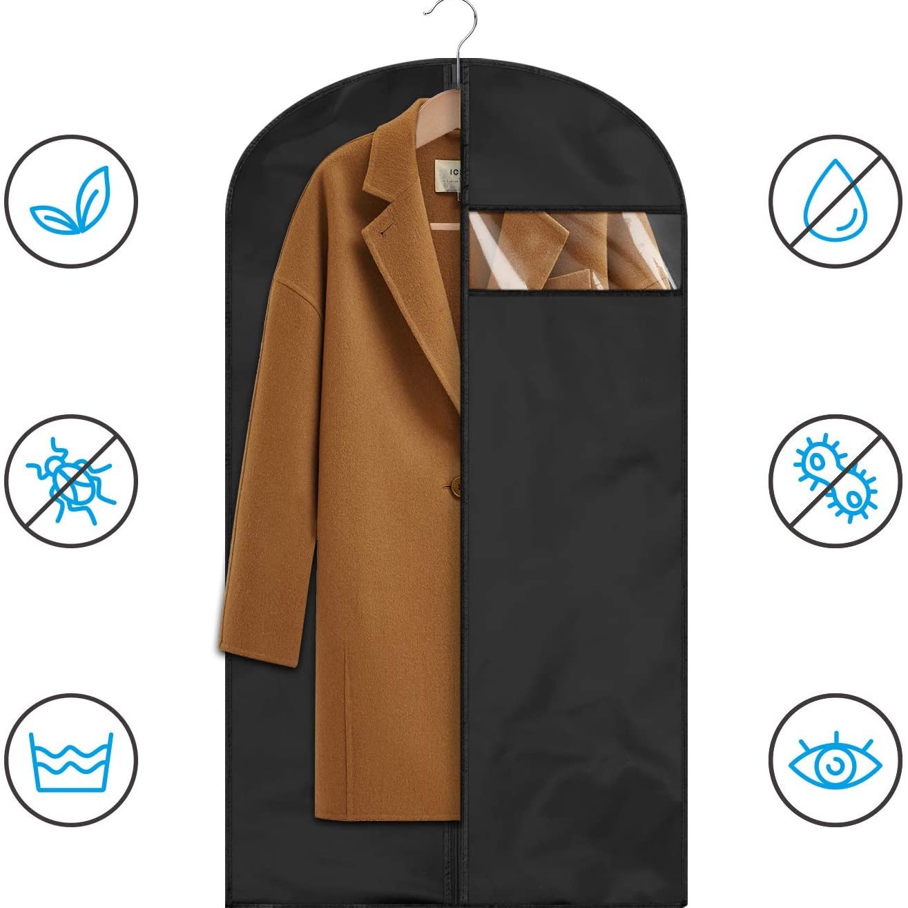 Clothes Dust Cover Hanging Clothes Bag Dust Bag Hanging Transparent Suit Cover Fully Enclosed Home Wardrobe Coat Bag