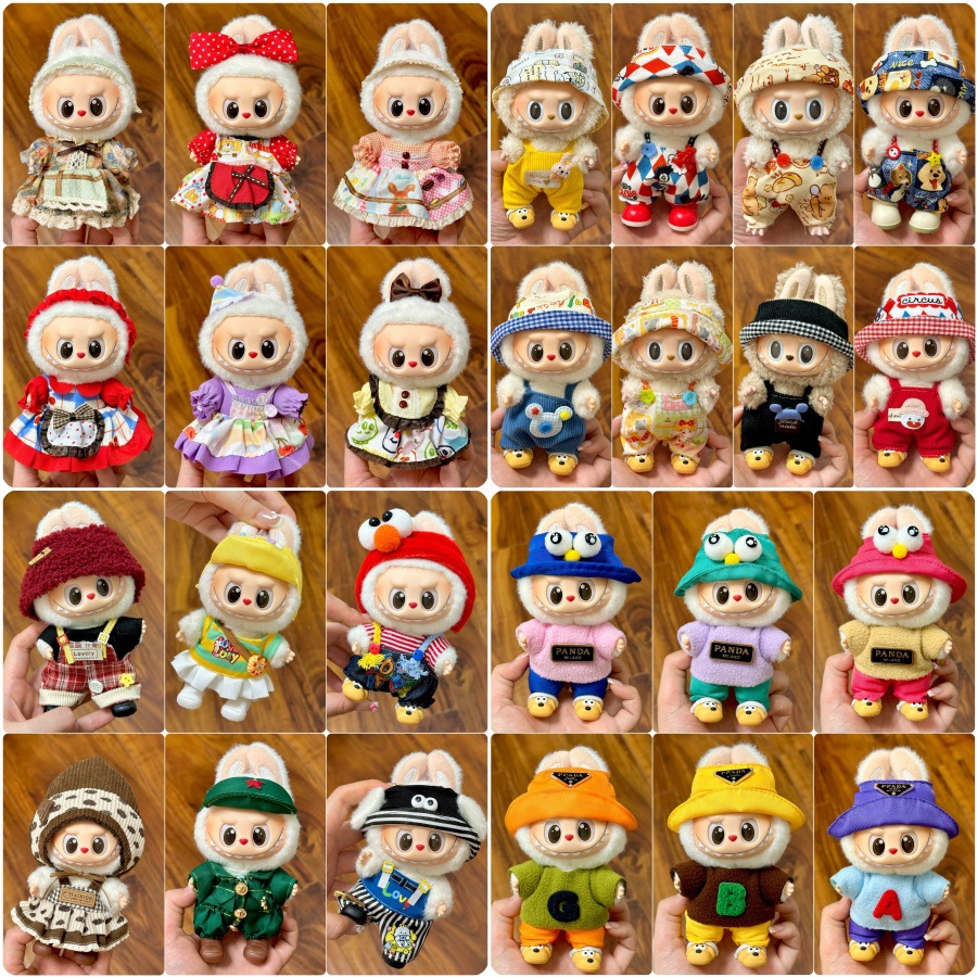 Only Clothes Are Suitable for 17cm Labubu Vinyl Dolls, Plush Dolls, and Other Wearable Clothes for Changing Clothes