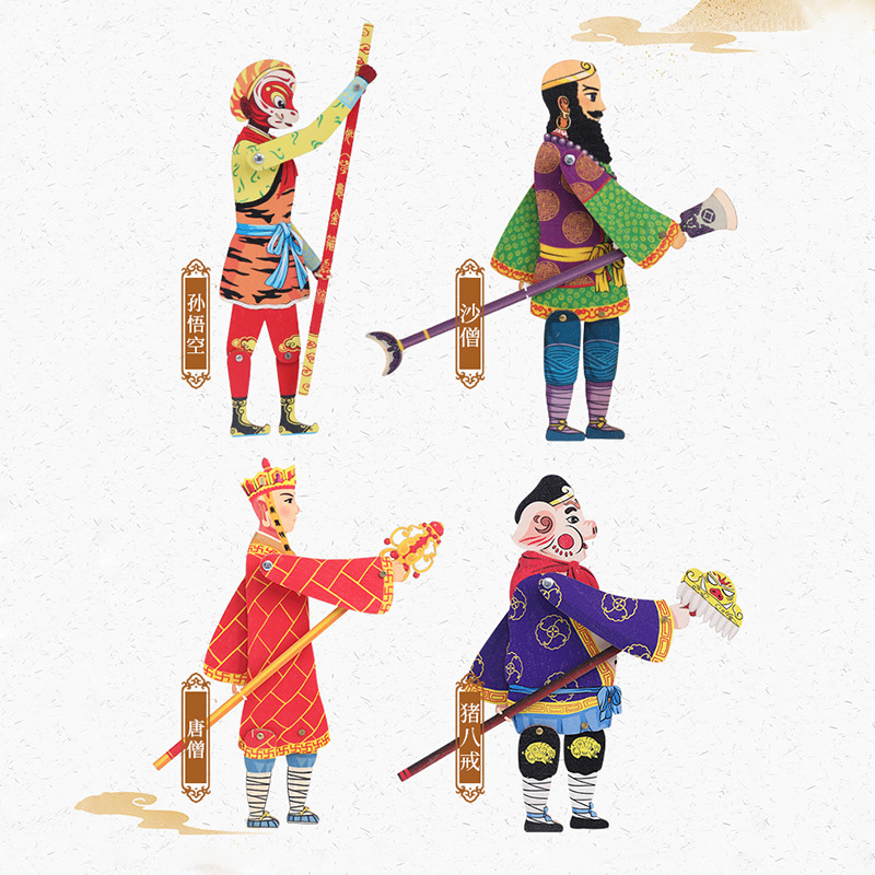 Wooden shadow play shadow play Shaanxi characteristic wooden shadow play Journey to the West doll shadow play overseas crafts small gift