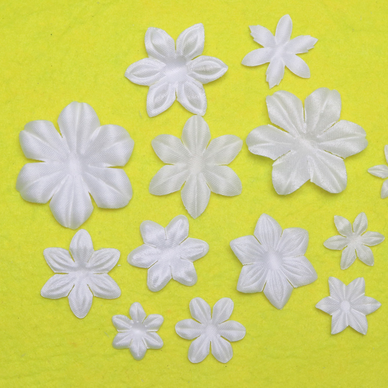 Simulation satin cloth six-leaf petals shaped flower clothing handmade DIY material wedding decoration flower factory wholesale