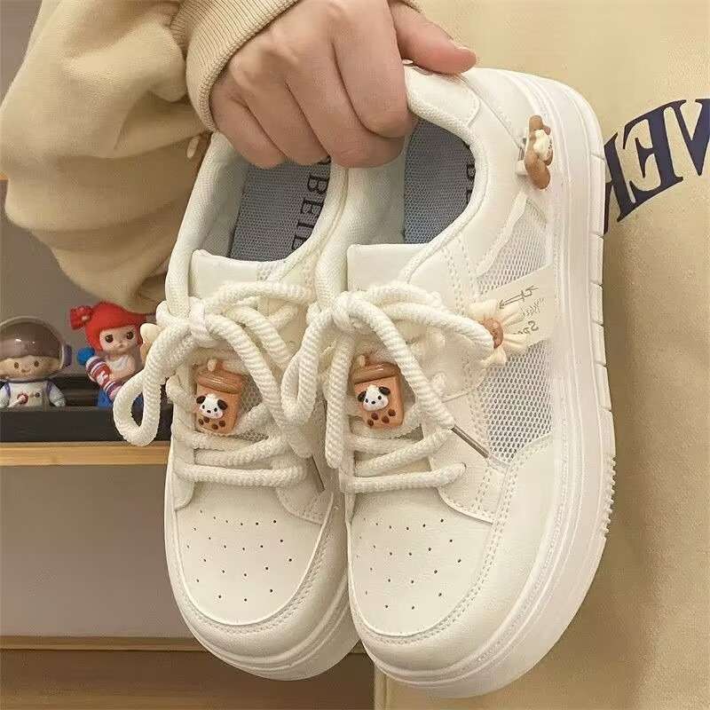 Park Dance Preppy Style Summer Breathable Casual Sports White Shoes 2025 New Summer Mesh Breathable