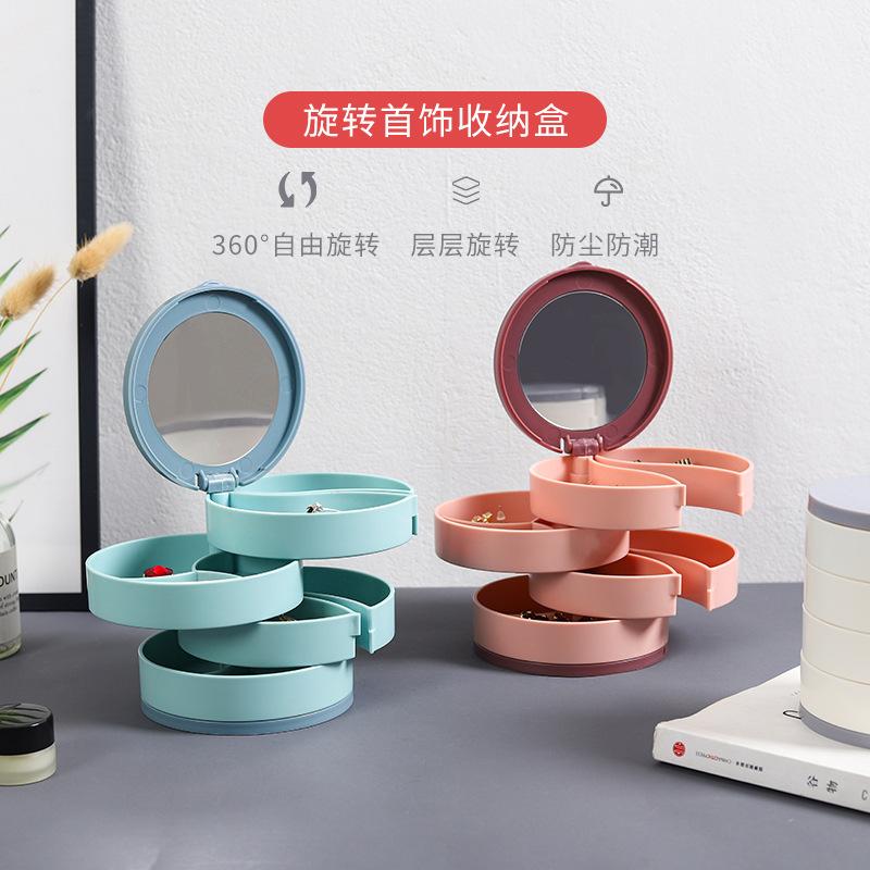 Rotating Jewelry Box Large Capacity Necklace Earrings Earrings Ring Jewelry Internet Celebrity Same Style Multi-Layer Storage Box
