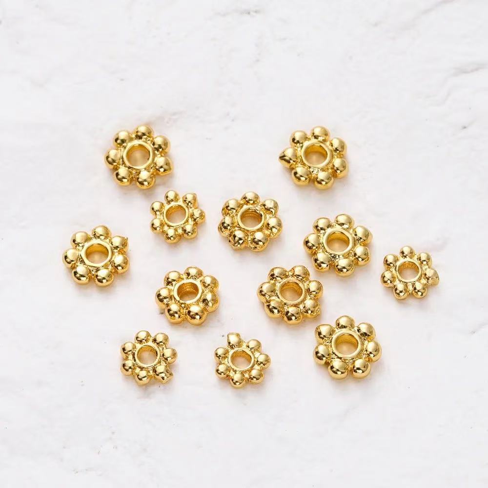 Pure 18K Gold Wheel Beads Spacer Beads Au750 Loose Bead Accessories DIY Hand String Bead Braided Rope Jewelry Water Shell Gold Wholesale