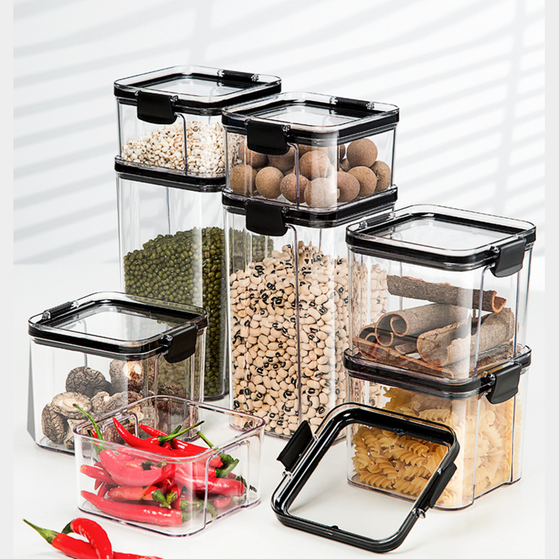 Sealed Jar Grain Kitchen Storage Food Grade Transparent Plastic Jar Box Snacks Dry Tea Storage Jar