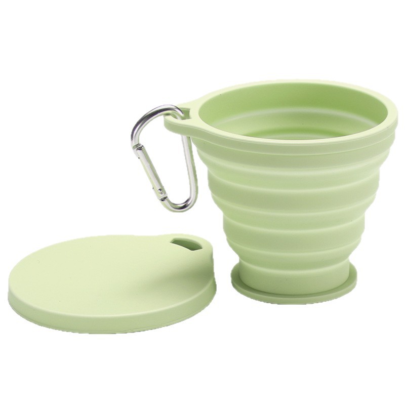 Retractable Portable Hook-Type Folding Water Cup Camping Style Food-Grade Silicone High-Temperature-Resistant Mini Travel Silicone Cup