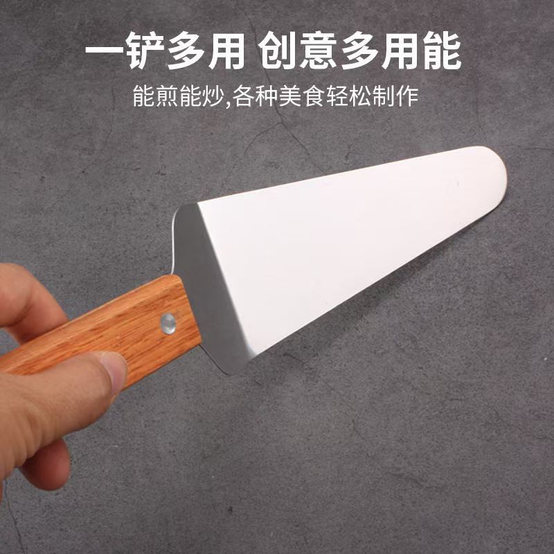 Производитель треугольной лопаты для торта, деревянная ручка, нержавеющая сталь, нож для пиццы, лопата для сыра, инструменты для выпечки