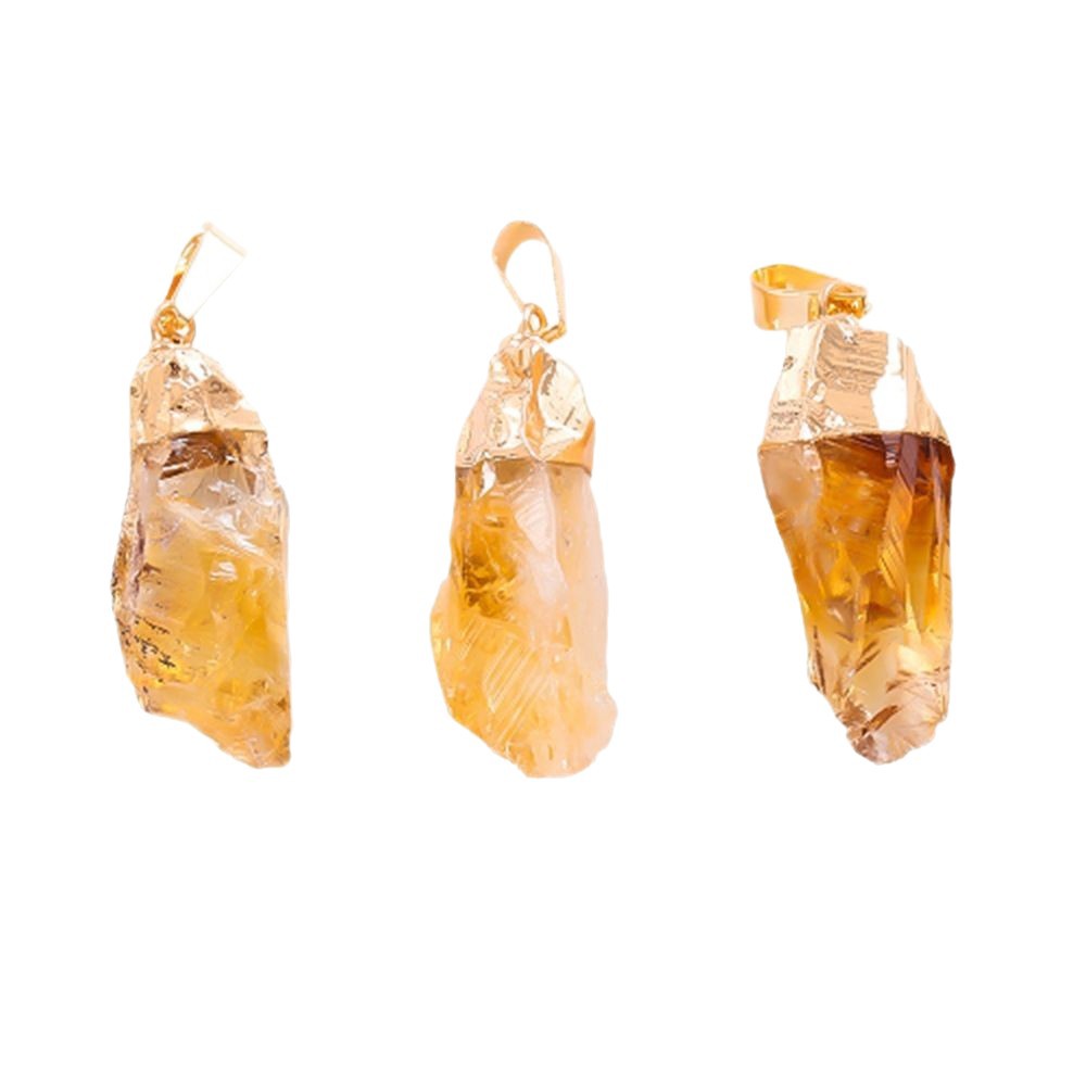 Natural citrine pendant electroplated stone irregular necklace Crystal gravel pendant diy jewelry accessories cross-border