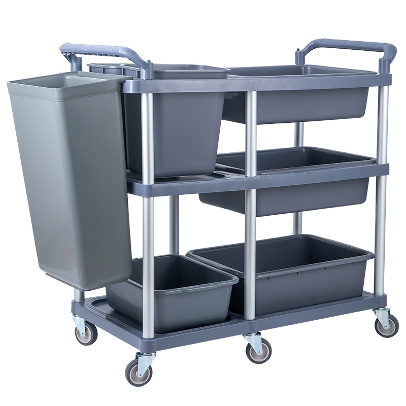 Hotel Catering Commercial Collection Cart, Hotel Food Delivery Cart, Three-Layer Thickened Mobile Bowl Collection Cart, Multi-Functional Food Removal Cart