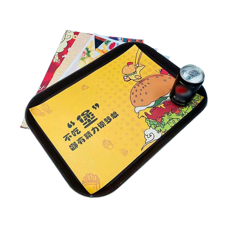 Buffet Burger Paper Placemat Paper Barbecue Tray Korean Fried Chicken Plate Paper Disposable Double-Glued Paper Custom Logo