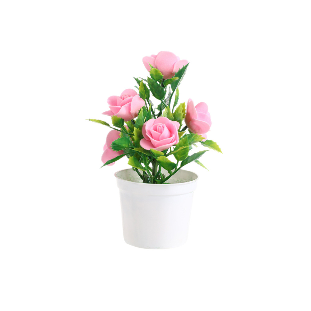 Simulation Rose Plastic Potted Creative Decoration Home Plant Green Plant Indoor and Outdoor Landscape Artificial Flower Potted Plant Ornaments