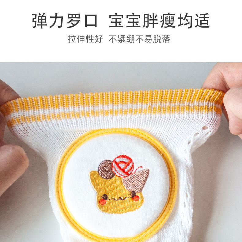 Children's Crawling Knee Pads, Baby Learning to Walk, Anti-Fall, Summer Cartoon Thin Mesh Embroidered Protective Gear, Breathable, Wear-Resistant and Anti-Fall