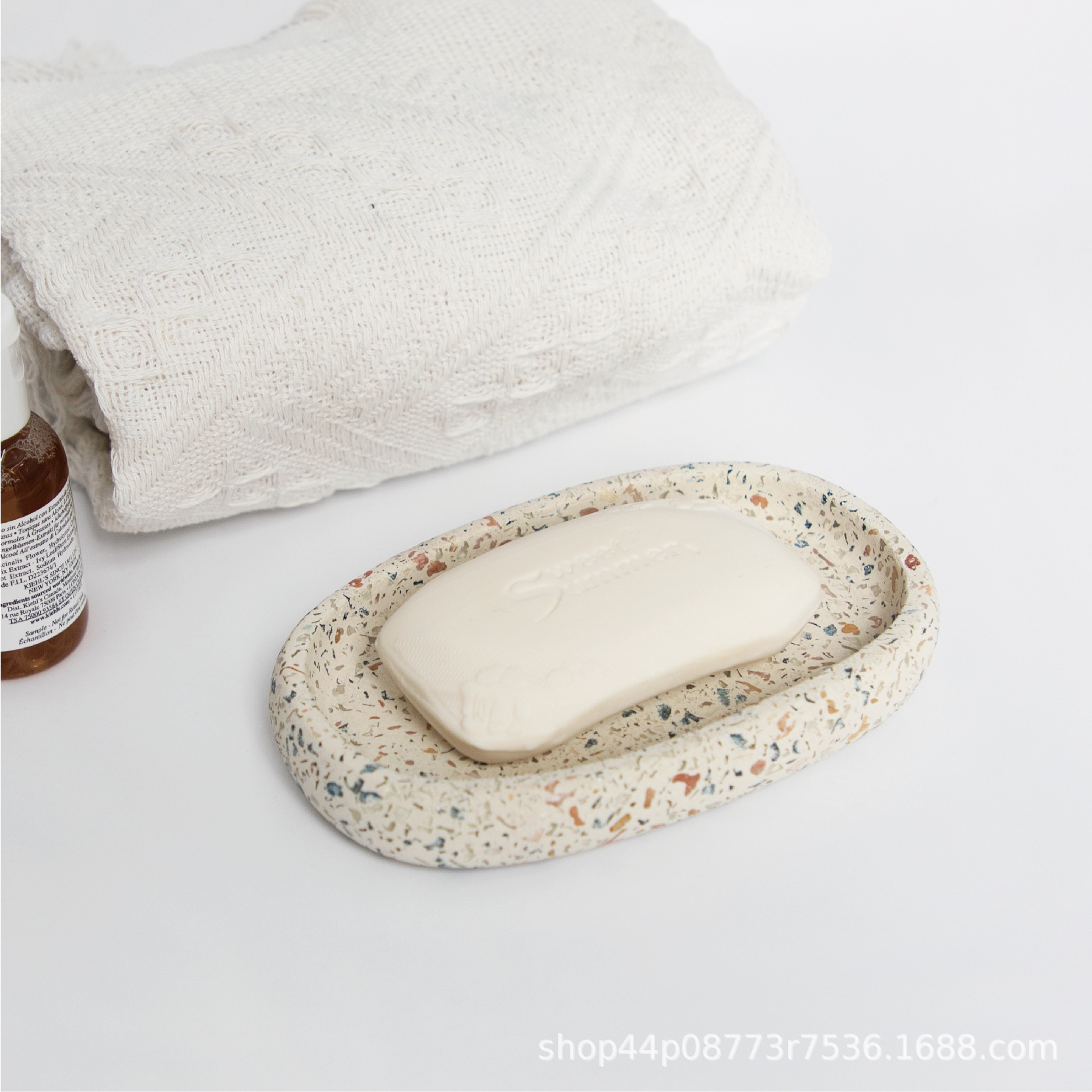 Running Terrazzo Soap Dish Household Simple Cement Soap Rack Bathroom Toilet Concrete Storage Rack