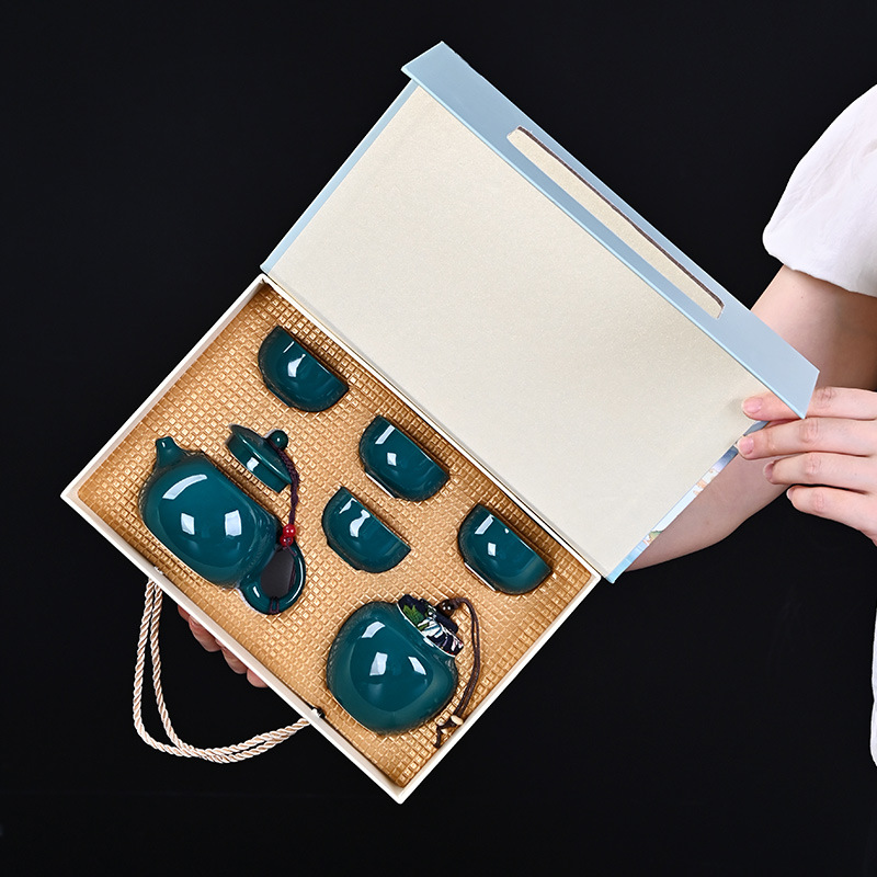 Ceramic Matte Travel Tea Set Portable Bag Outdoor Car Quick Cup Small Set Business Dingyao Including Tea Tray