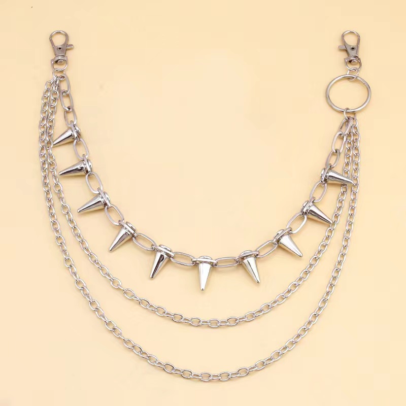 European and American Cross-border Hip Hop Punk Rivet Stage Performance Multi-layer Metal Multi-layer Pants Chain Jeans Dress Up Waist Chain