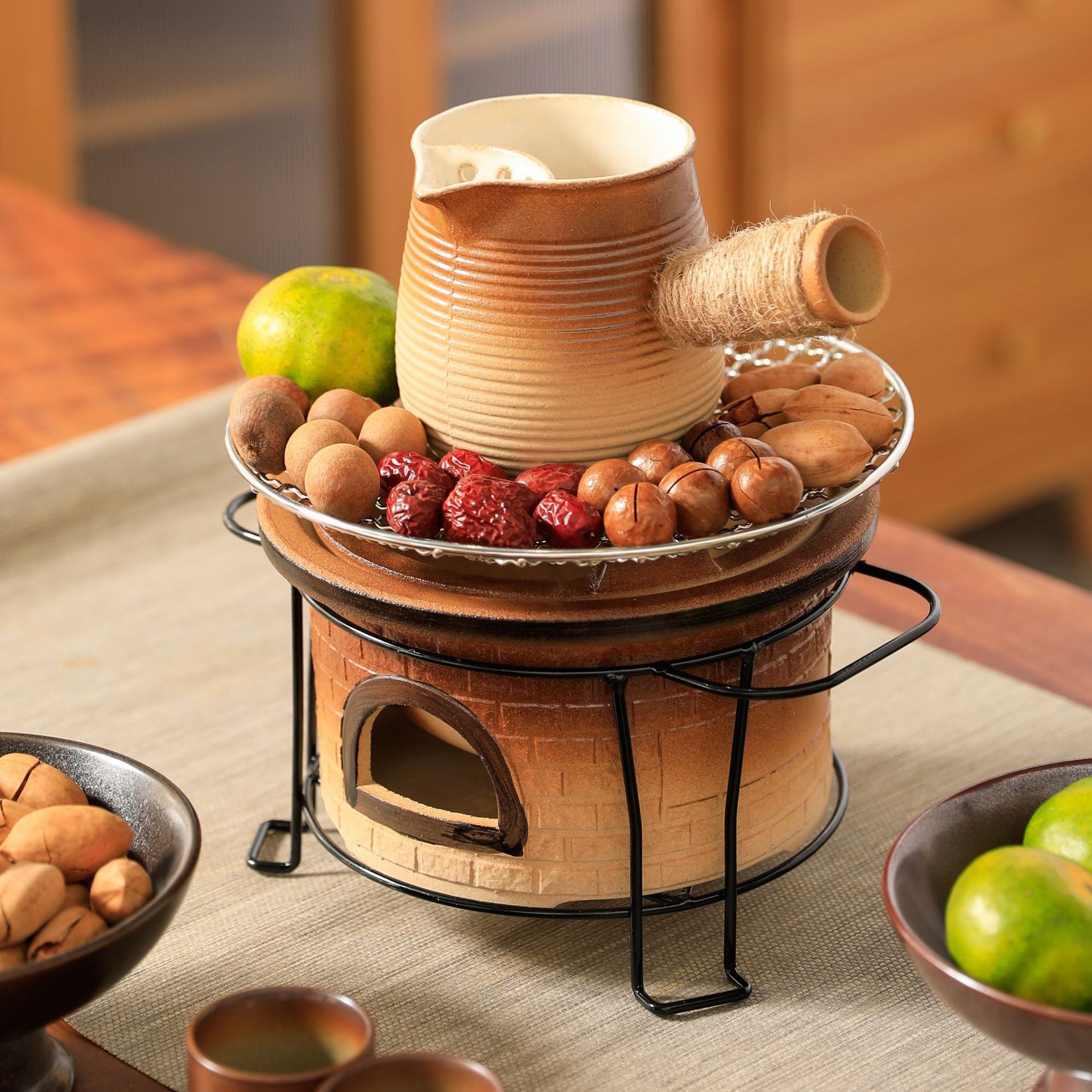 Cone stove tea pot tea outdoor barbecue oven tea maker edge stove charcoal stove roasting milk tea pot baking stove suit