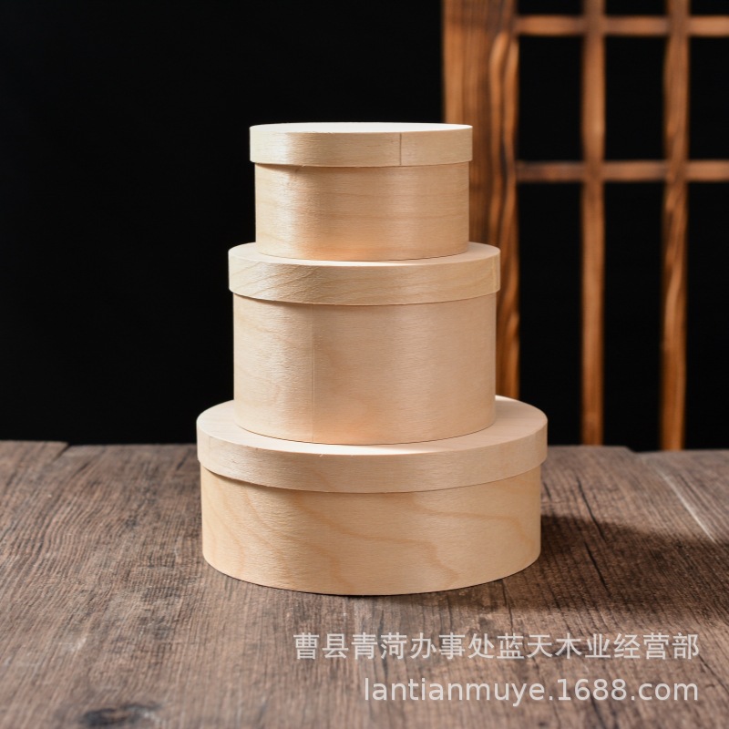 Bark box round wooden box candy box pastry box Basque cake box wooden gift box hand gift box