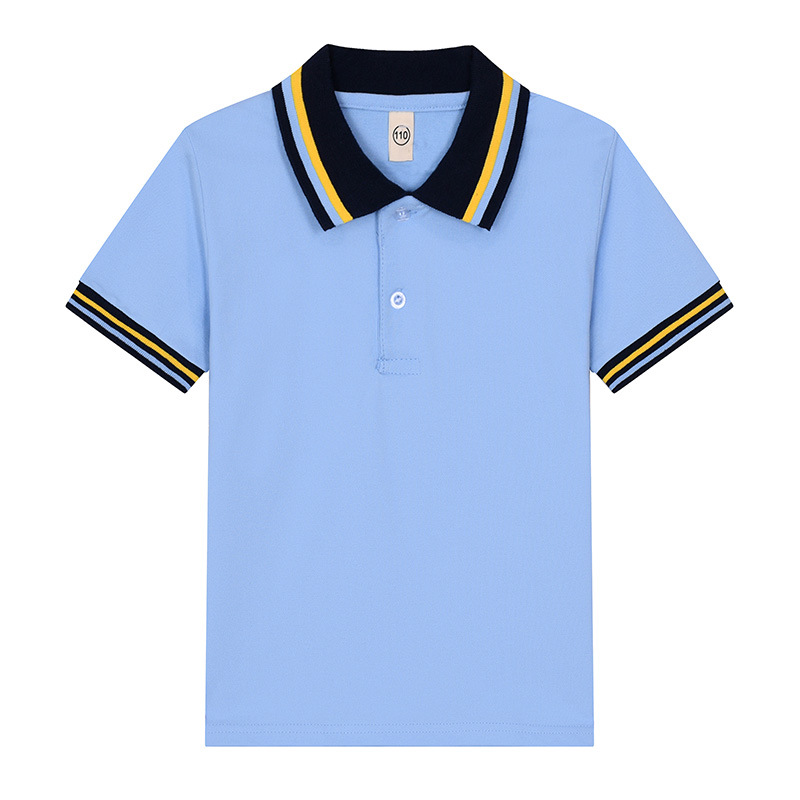 tshirt kids white T-shirt children's polo shirt short-sleeved cotton boys and girls lapel white school uniform Eton same color