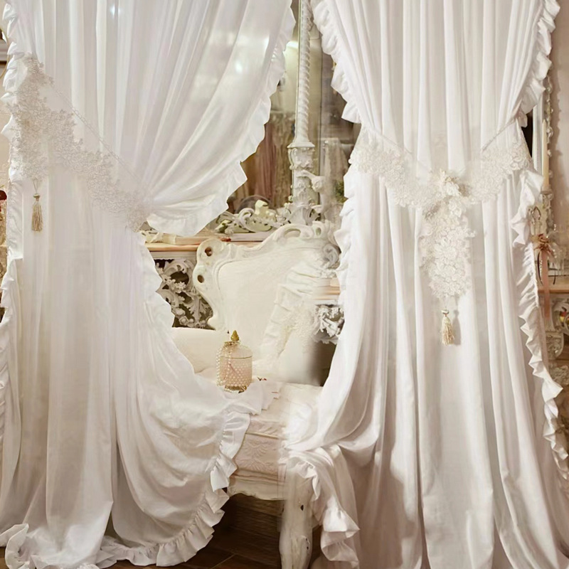 Шторы в французском стиле, легкая роскошь, принцесса, чисто белые, современные, высококачественные, полупрозрачные шторы для гостиной и спальни, пропускают свет, но не просвечивают
