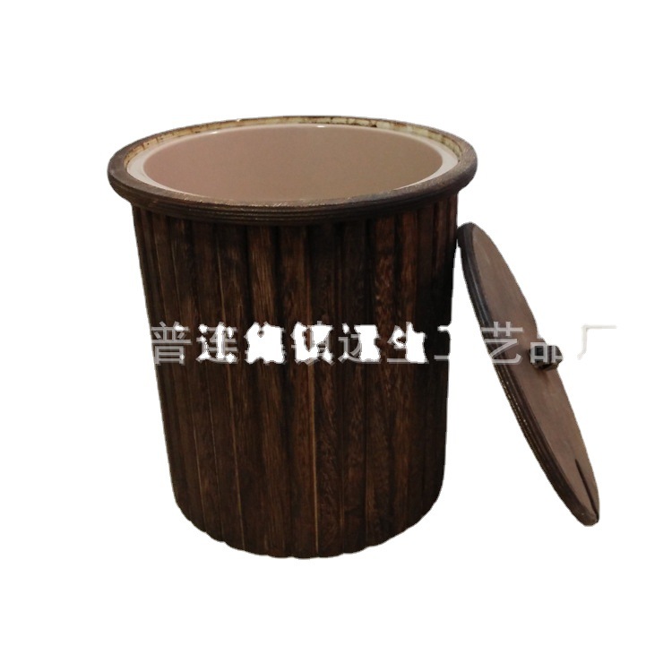 Factory supply wooden carbonized tea bucket paulownia carbonized color Tea storage bucket built-in filter net tea bucket