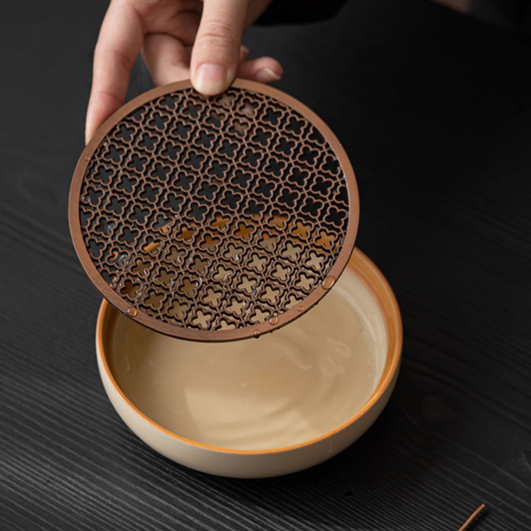 Beige Ruyao Pot Bearing Tea Bearing Dry Bubble Table Small Household Drain Pot Water Storage Cover Bowl Tea Pot Pot Cushion Tea Accessories