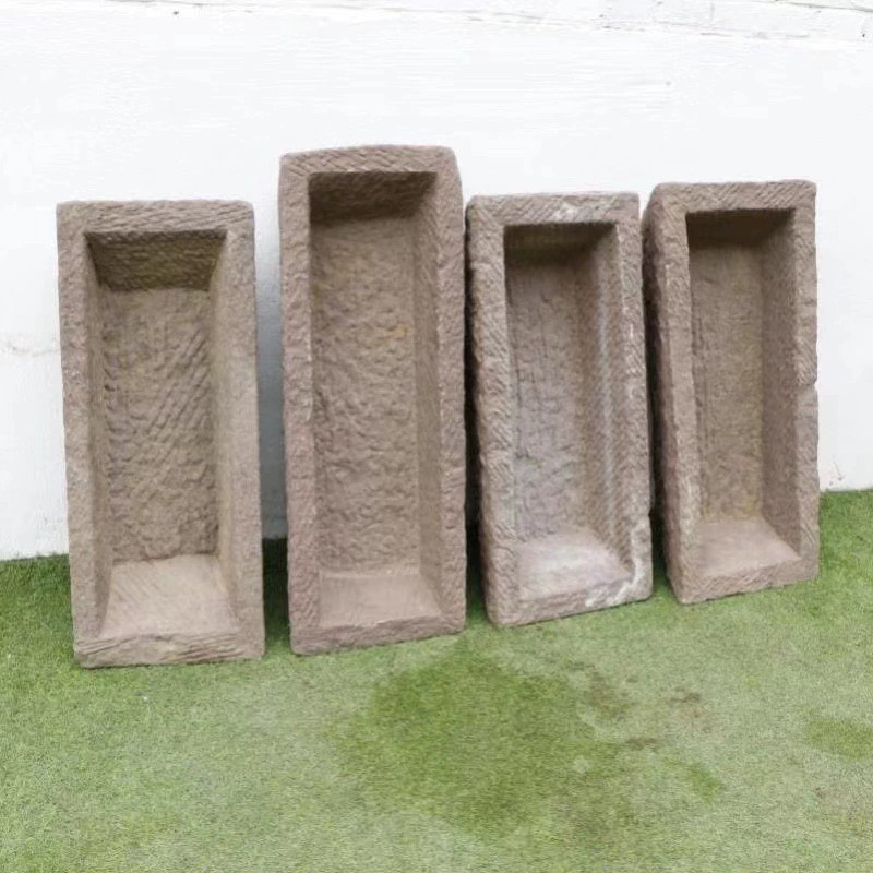 Rural Old Stone Trough Sink Balcony Outdoor Wash Basin Flowing Water Landscape Bluestone Cattle Trough Manger Pig Trough Old Stone Trough