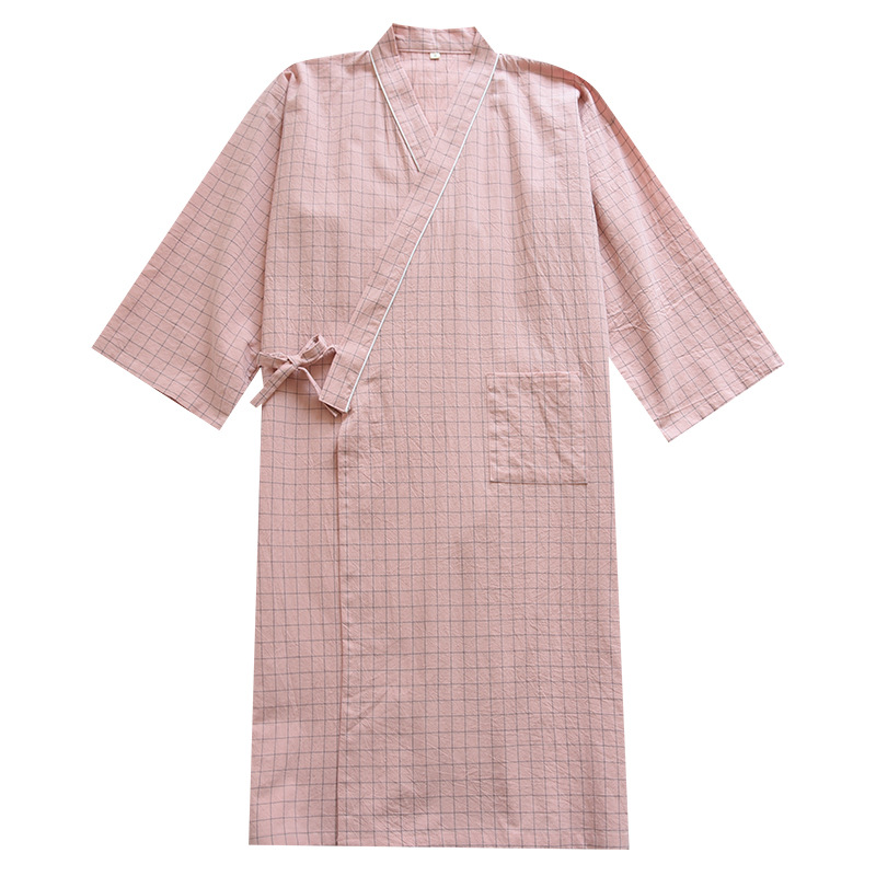 Summer New Couple Home Nightgown Spring and Autumn Thin Cotton Men's and Women's Washed Cotton Bathrobe Cotton Shu Factory Direct Supply