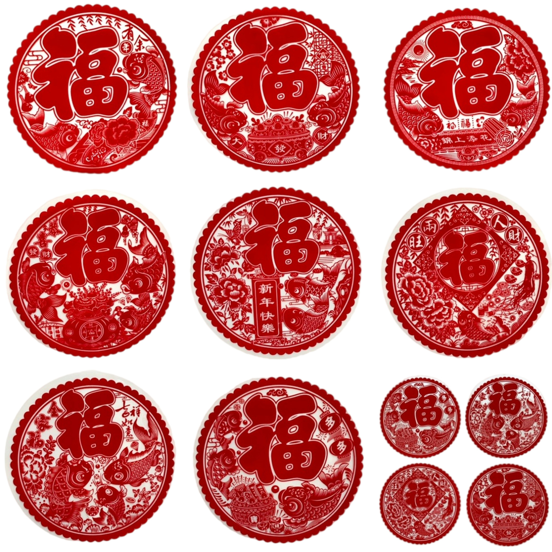 Все-красные флокированные наклейки на окна, новогодний декор, наклейки на окна с благословением