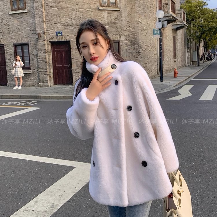 All-Wool Winter New Motorcycle Style Sheep Shear Outwear Women's Lamb Fur One-Piece Fur Outwear K-Style Autumn and Winter