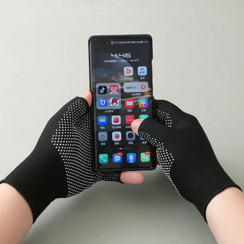 Exposed Five-Finger Gloves for Men and Women, Non-Slip, Wear-Resistant, Breathable, Leaky 5-Finger Packing Work, Broken-Finger Nylon Dispensing Labor Protection Gloves