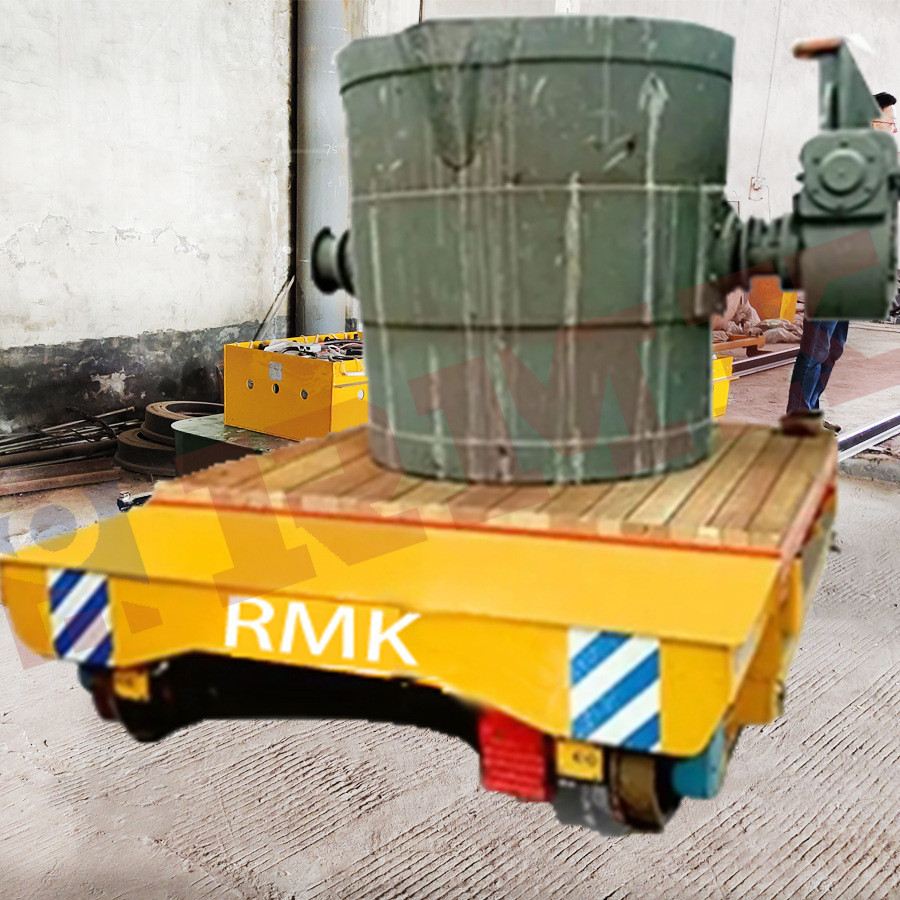 Автоматический разгрузочный грузовик для ковшей, 120 тонн, четырехсторонний рельсовый полуприцеп, термостойкий