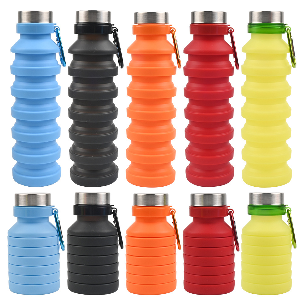 Cross-Border Supply Wholesale Creative Portable Outdoor Portable Cup Sports Kettle Food Grade Silicone Folding Water Cup