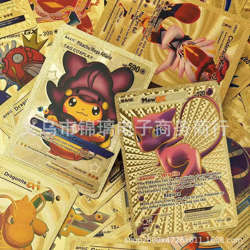 Cross-border hot-selling magic baby gold foil card Bao Ke Meng gold foil card pet elf pocket monster gilding foil card