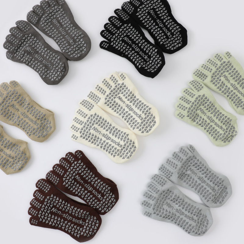 Sweat-Absorbent Yoga Socks, Autumn and Winter Professional Non-Slip Socks, Pilates Five-Finger Socks, Mid-Calf Yoga Sports Socks, Fitness Socks