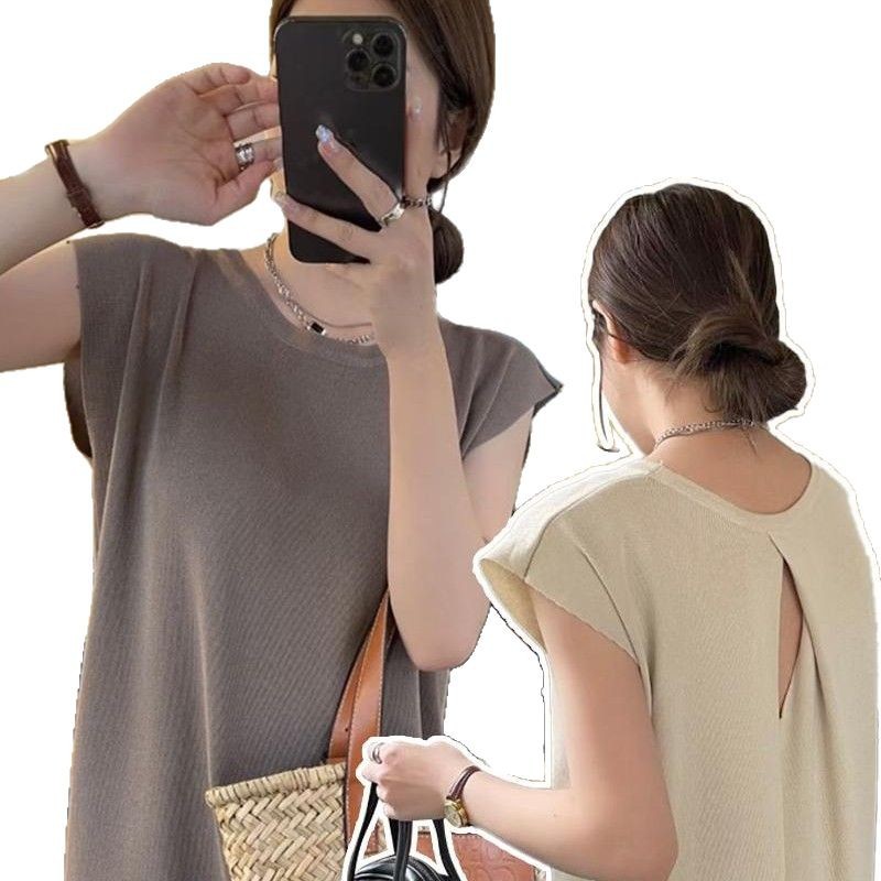 Pregnant Women's Drapey Sleeveless Dress Women's Autum Retro Casual Slim Versatile Design Round Neck Elegant Long Skirt