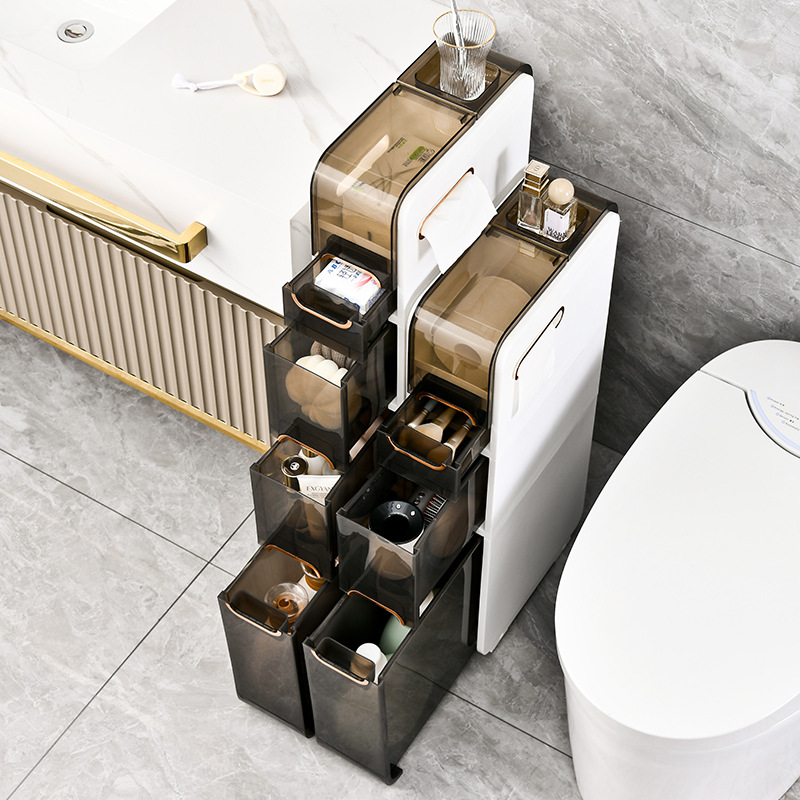 Light Luxury Bathroom Gap Cabinet Storage Rack Storage Cart Installation-free Toilet Toilet Toilet Storage Cabinet Floor