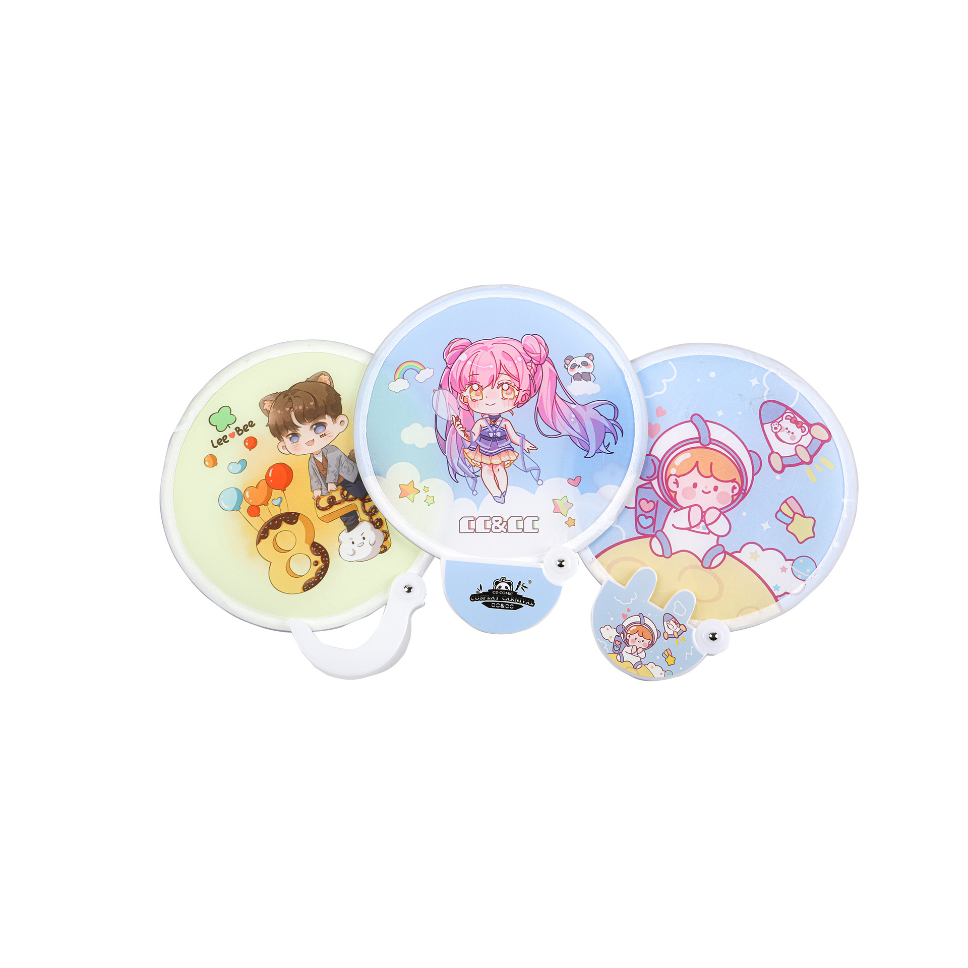 Folding Fan Antique Style Frame Portable Folding Fan Cartoon Small Fan Reflector Folding Group Fan Customization