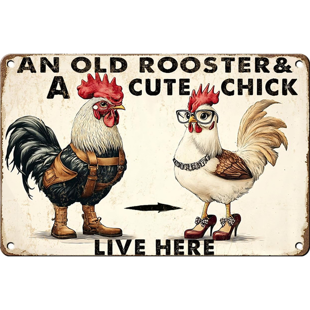 Cross-Border Retro Creative Tin Painting Aluminum Plate Painting Farm Chicken Coop Eggs Personalized Wall Decoration Decorative Painting Wholesale