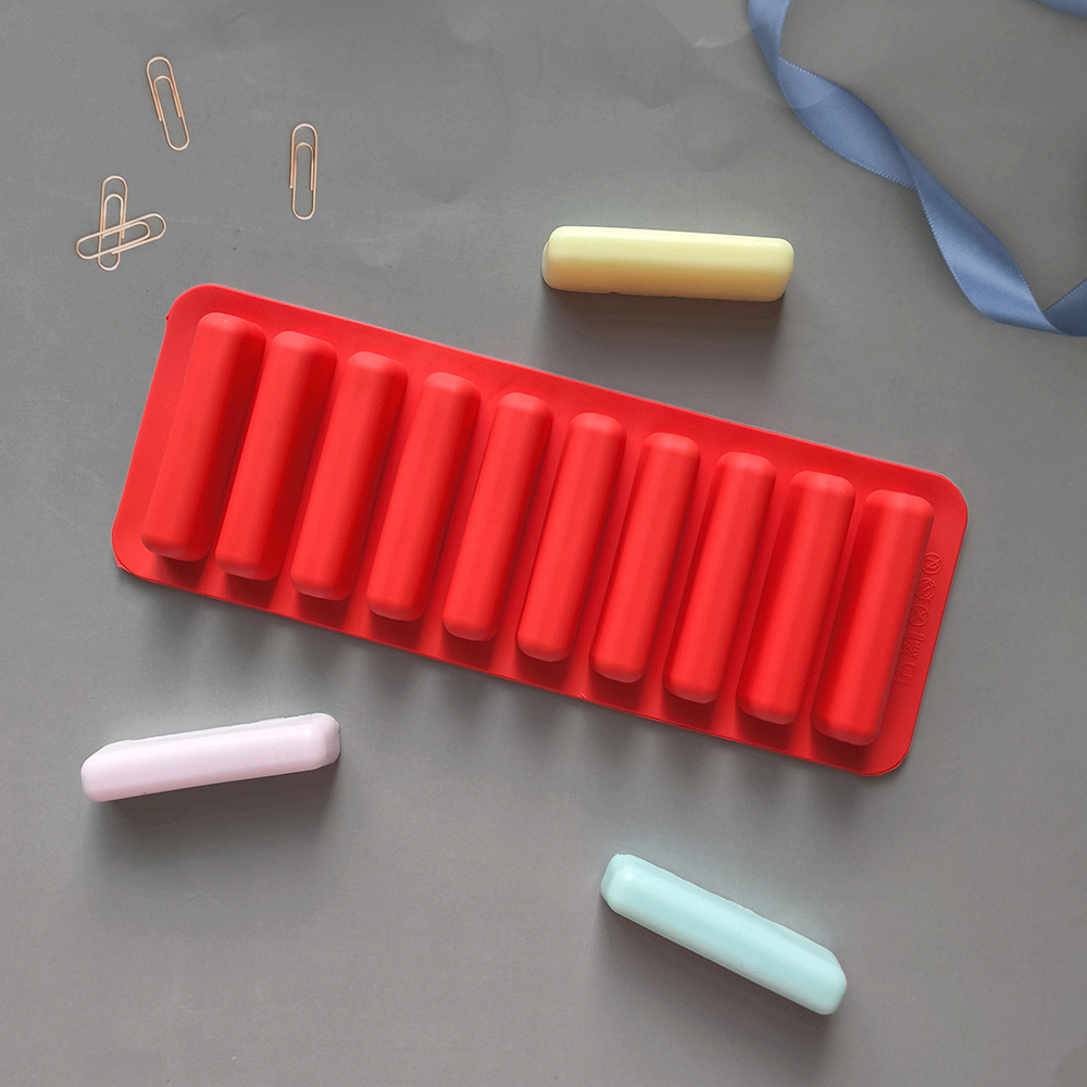 10-Piece Long Finger 591 Silicone Mold DIY Finger Biscuit Chocolate Ice Tray Mold Baby Teething Stick