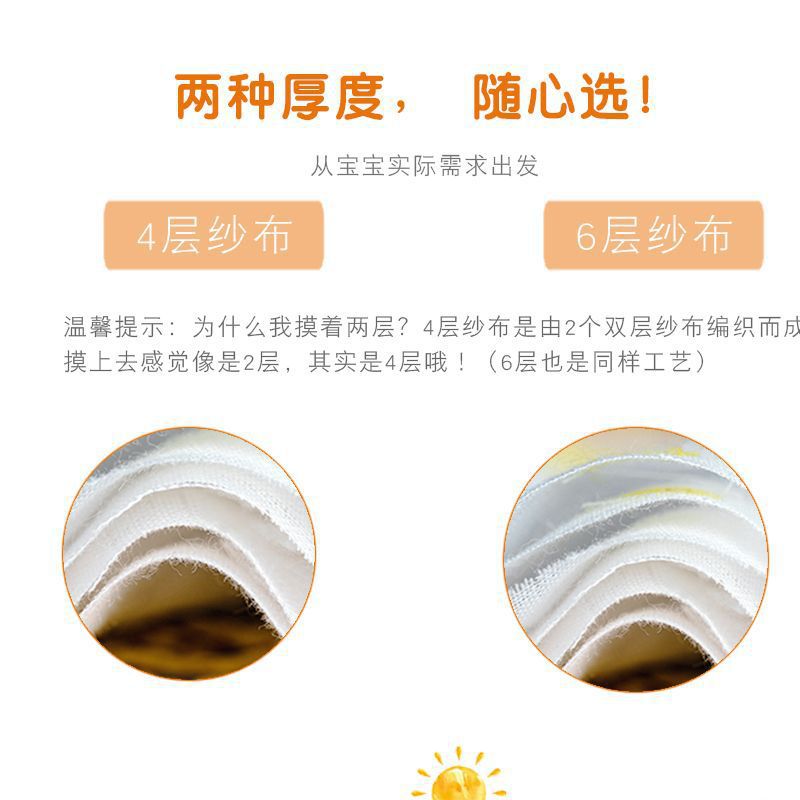 2025 New Children's Four-Layer Cotton Gauze Baby Soft Pad Sling Cartoon Sweat-Absorbing Towel Infant Sweat-Absorbing Towel