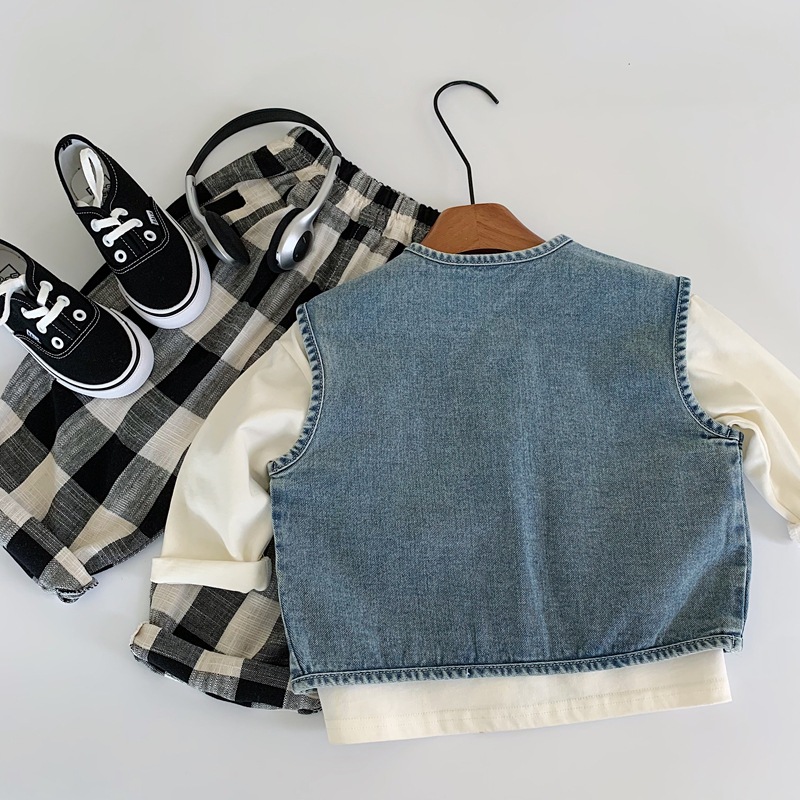 Vest for Boys, Children's Spring and Autumn Stylish Outerwear Denim Vest, Autumn Style for Boys, Cool Autumn Outfit for Toddlers and Young Children, Workwear