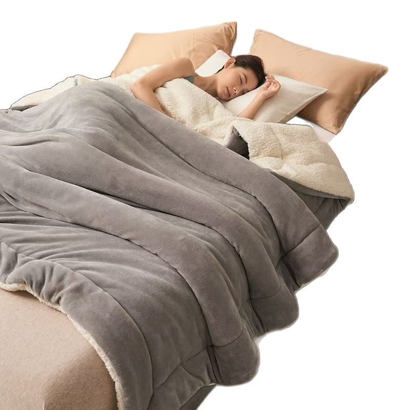Light luxury flannel thickened lambswool single double office dormitory bed quilt nap air conditioning sofa blanket