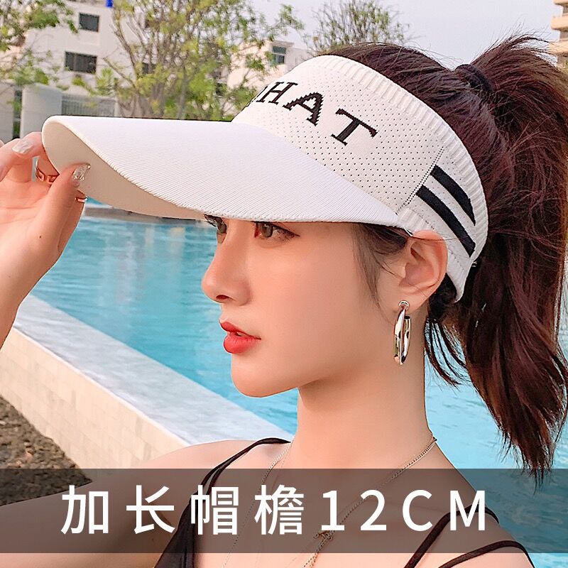 Hat Women's Spring and Summer Korean Style Casual Sports Hat Breathable Sun Hat Extend Long Brim Empty Top Baseball Cap Cap