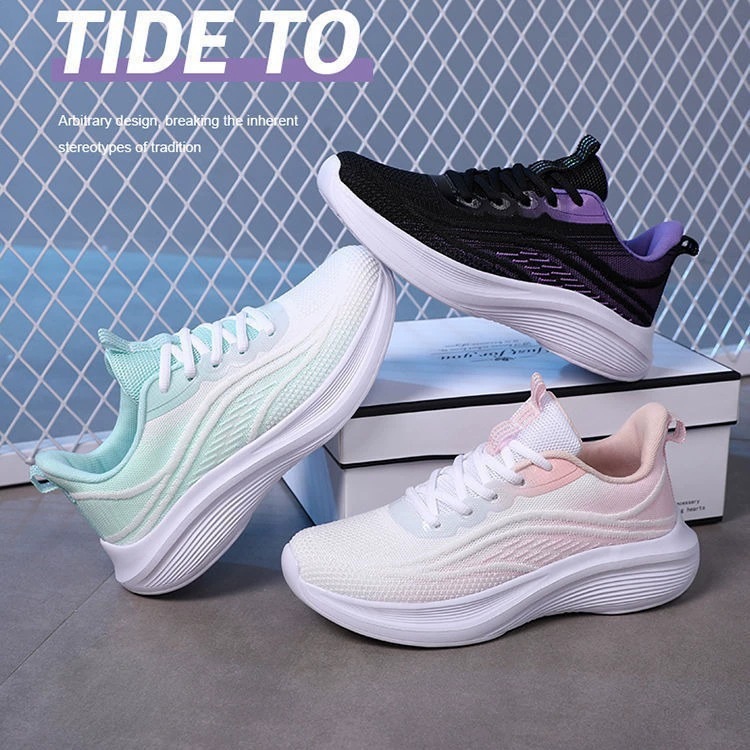 Spring and Autumn New Feiwei Sports Shoes Women's Mesh Lightweight Soft Sole Shock Absorbing Ultra-Light Running Shoes Casual Shoes Trade