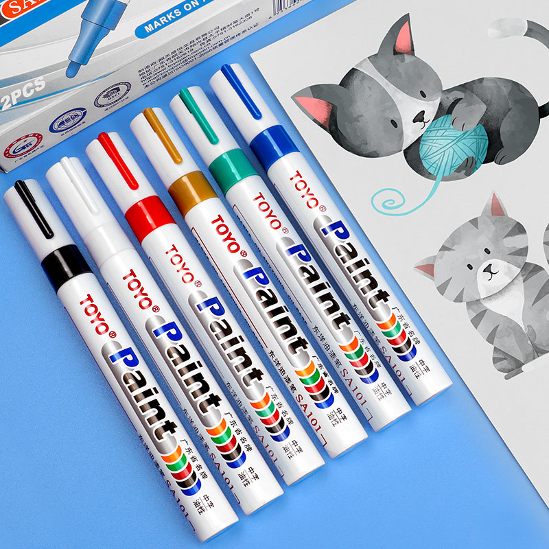 Toyo Toyo Paint Pen Sa101 White Tire Mark Paint Oil Pen Touch-Up Pen Not Easy to Fade and Can Be Refilled with Ink