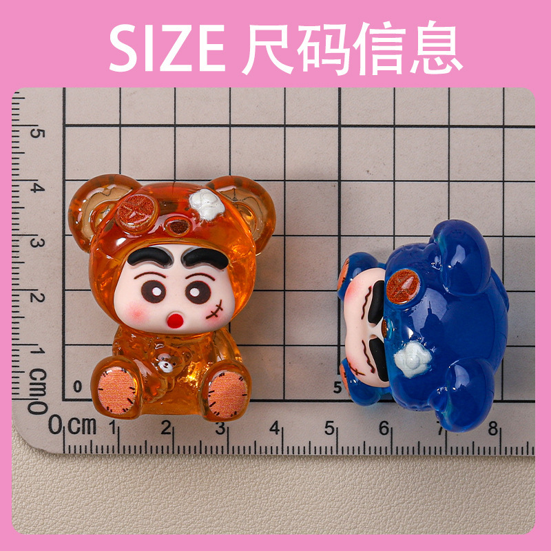 Three-dimensional transparent color puppet bear small new resin small ornaments cartoon creative adorable candy color doll wholesale