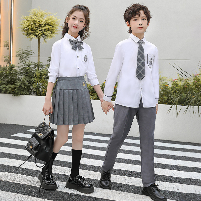 Primary School Uniforms, Spring & Fall Kindergarten Uniforms, Kidsren's Class Uniforms, Performance British Preppy Style Shirts for Boys and Girls