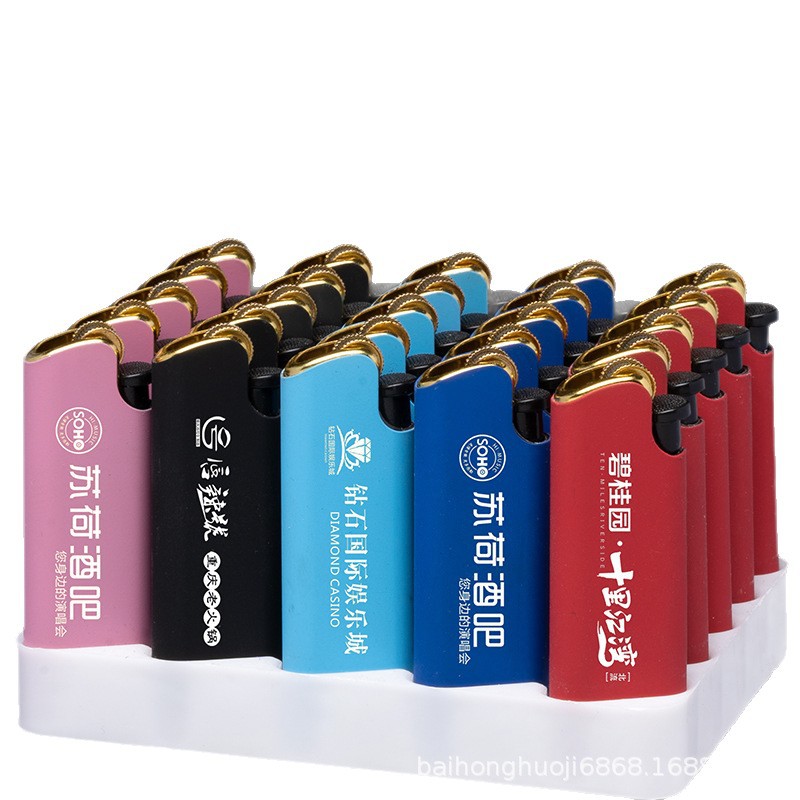 Grinding wheel metal frosted lighter disposable windproof blue flame advertising lighter creative lighter manufacturers wholesale